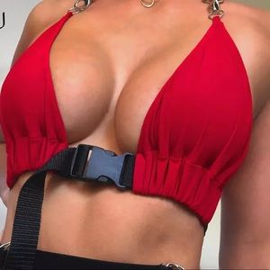 Red buckle bra
